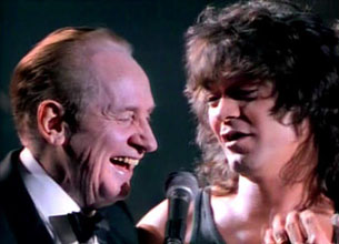 Les Paul and Edward Van Halen together in 1988