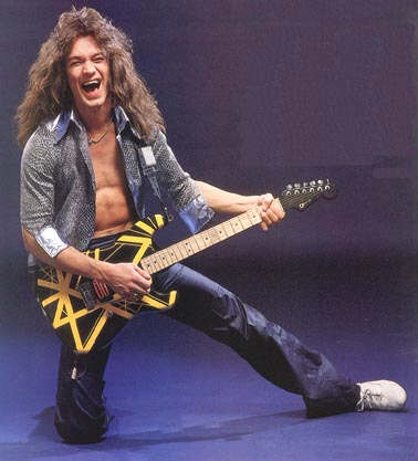 Edward Van Halen with his custom Charvel, back in 1979