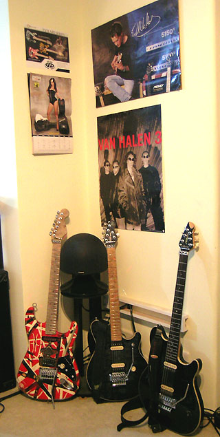 The three sisters... Frankenstein, Ernie Ball Music Man & Peavey Wolfgang