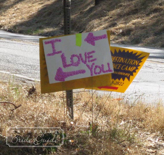 An 'I Love You' sign directed guests to the wedding of Eddie Van Halen and Janie Liszewski in Studio City on June 27, 2009